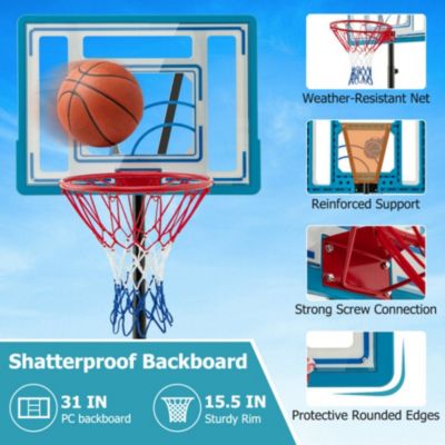 Adjustable Pool Basketball Hoop with Stable Base Portable Design and Durable Backboard for Indoor and Poolside Play