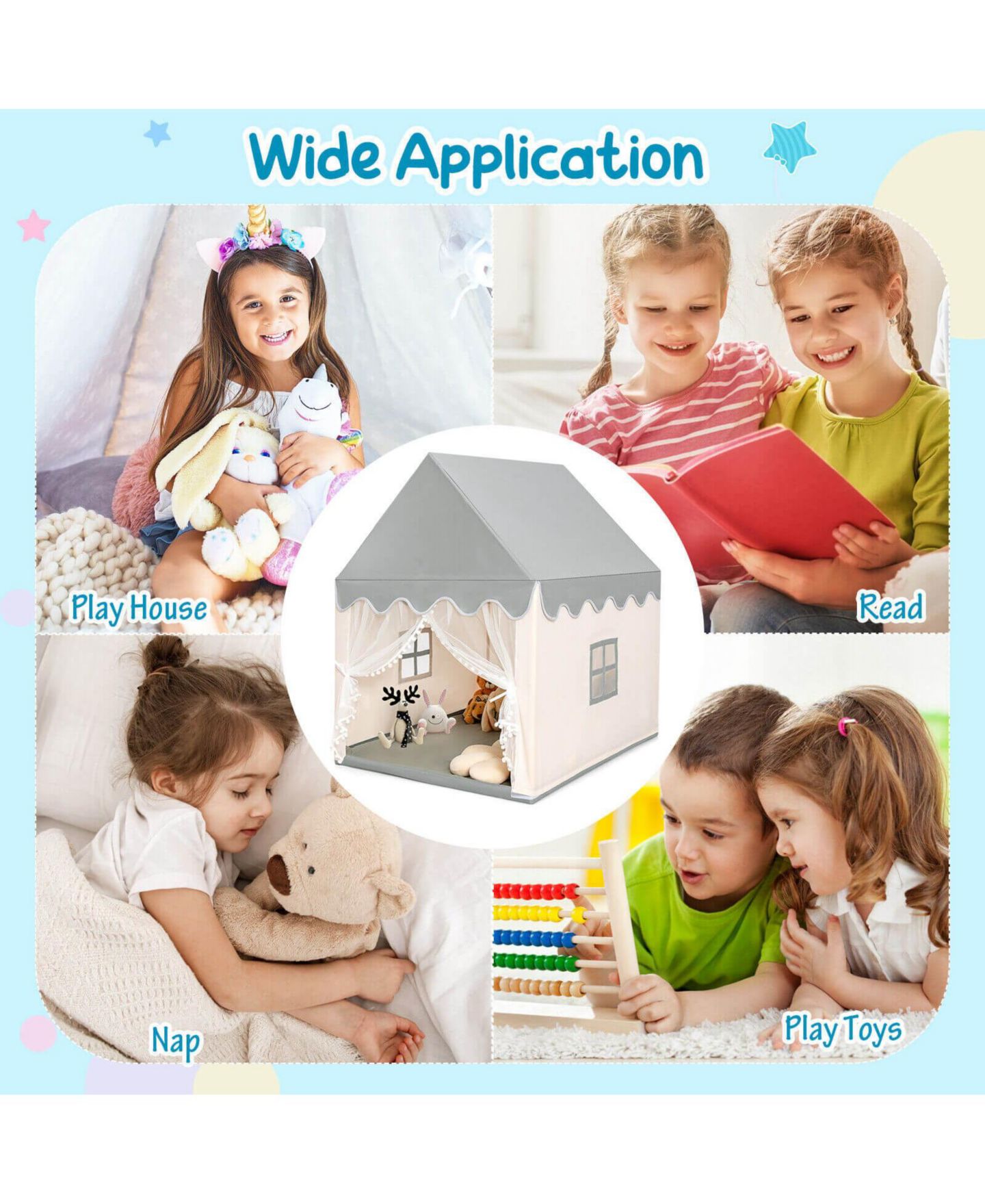 Детские игрушки HONGGE Fairy Castle Play Tent and Cushion Pad, 2-Piece Set, Ages 3+ — фото 6