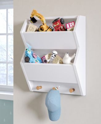Kids Catch-All Wall Shelf with 3 Hooks