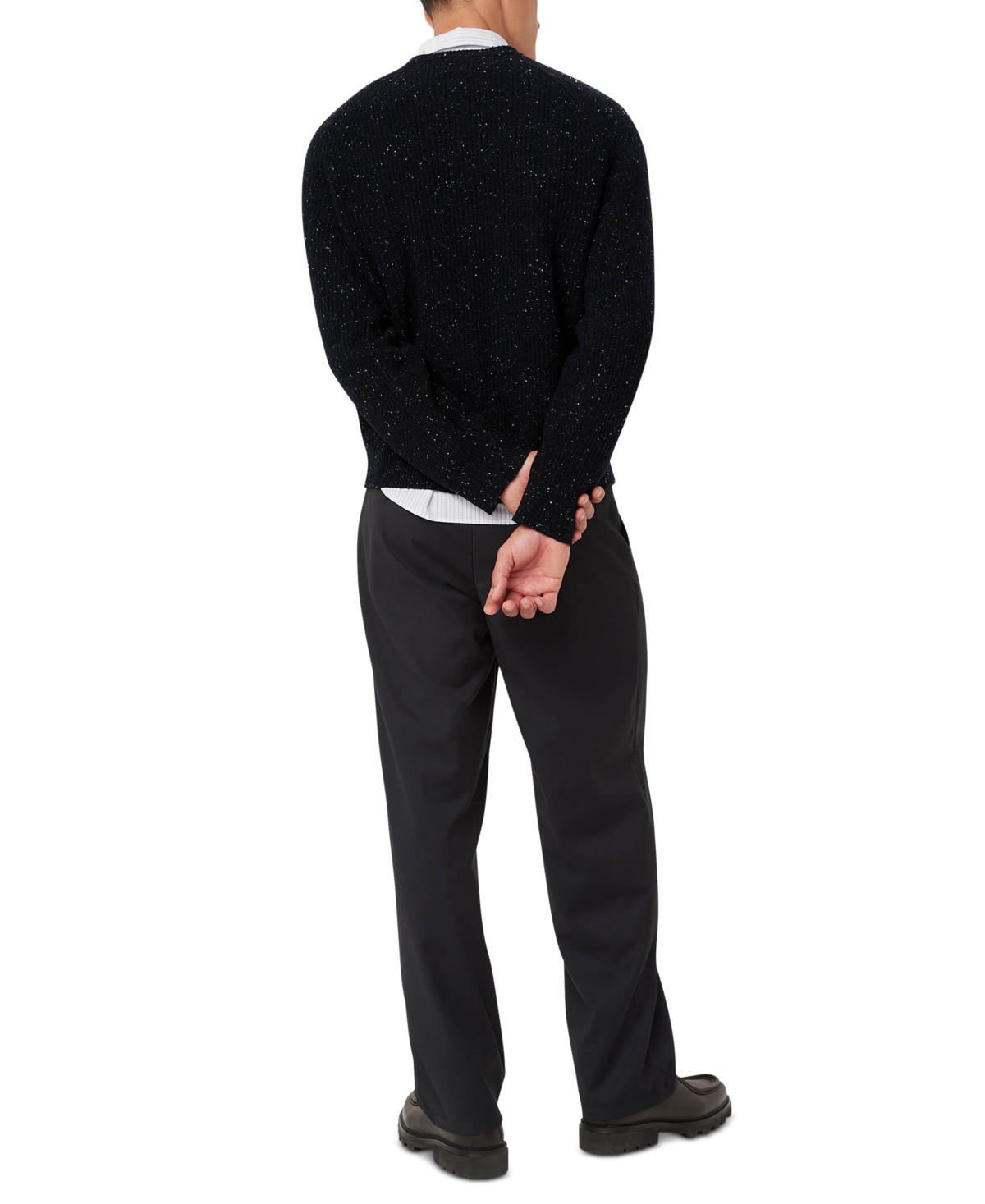 Frank And Oak Men's Relaxed-Fit Ribbed-Knit Donegal Sweater