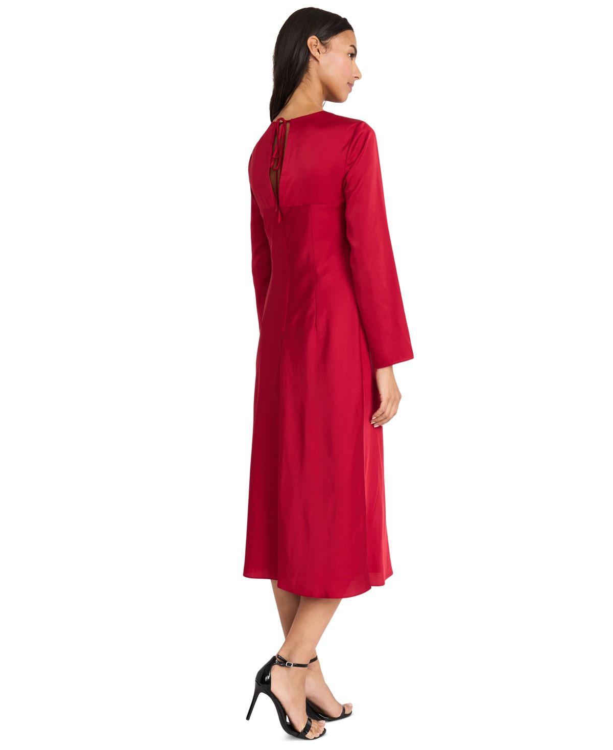 Donna Morgan Women's Long-Sleeve Back-Slit Midi Dress