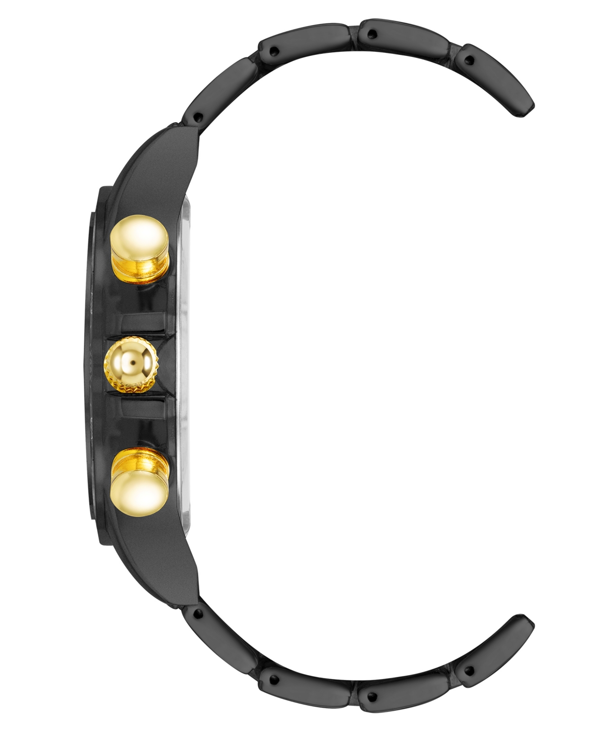 Steve Madden Men's Iconic Champagne And Black Alloy Metal Watch, 45mm In Black,gold-tone