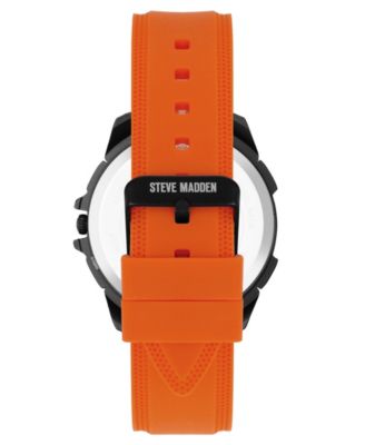 Steve Madden Men's Vibrant Orange Silicone and Black Alloy