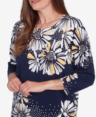 Women's Block Island Embellished Daisy Crew Neck Sweater