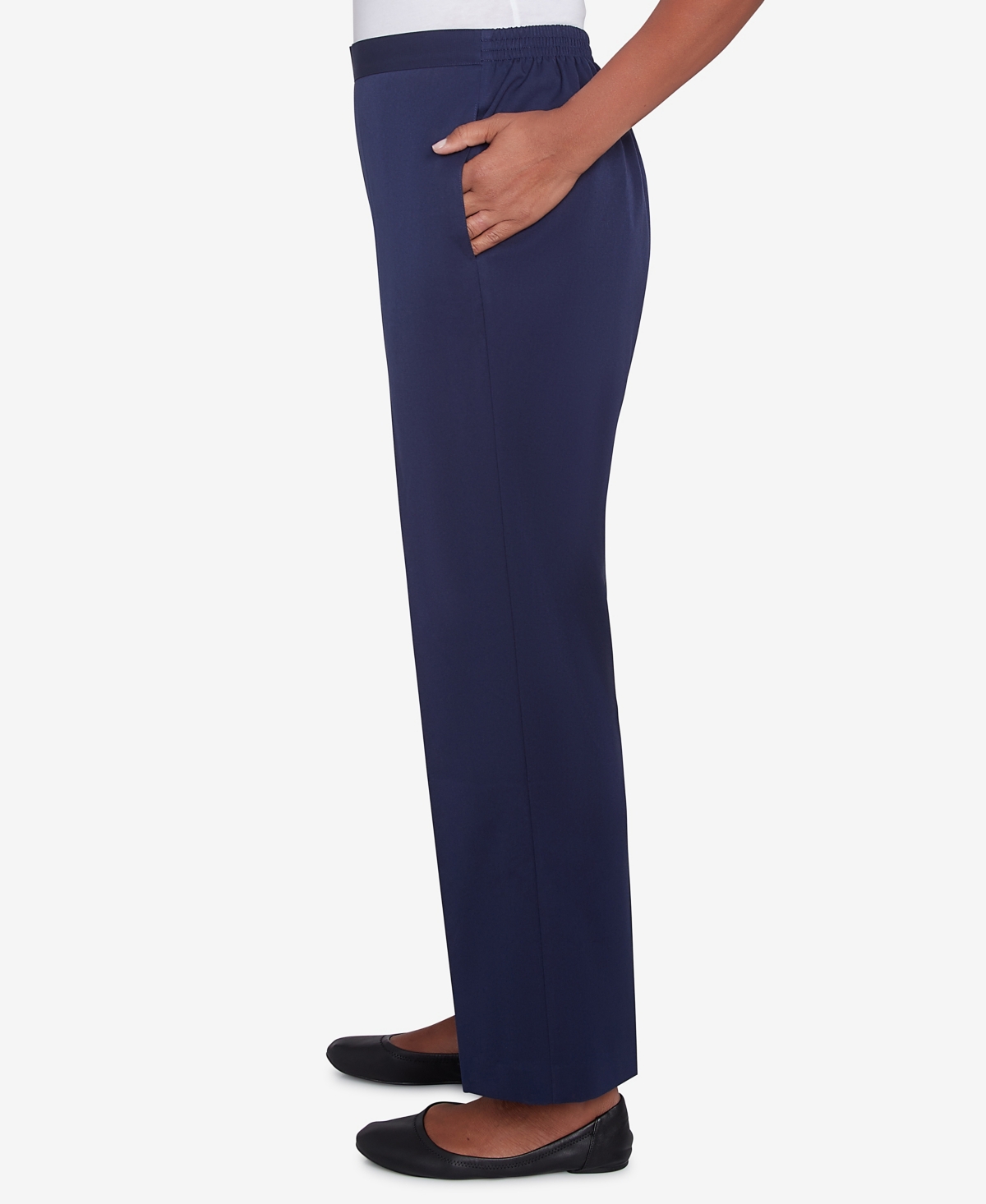 Alfred Dunner Women's Block Island Modern Stretch Twill Medium Length Pants In Navy