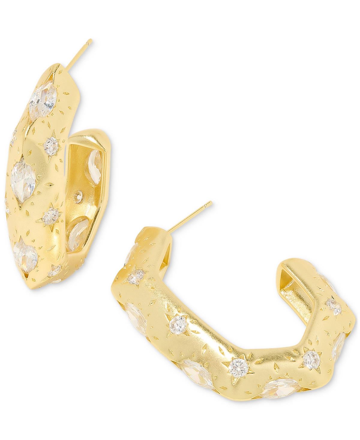KENDRA SCOTT CRYSTAL SCATTER MEDIUM HOOP EARRINGS, 1.64" 