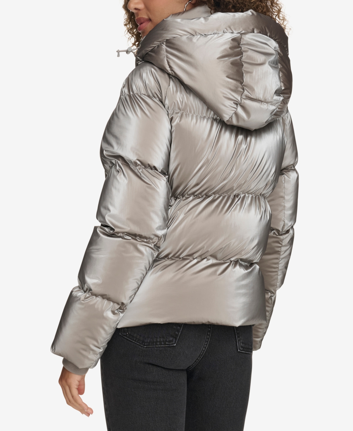 Levi's Women's Quilted Hooded Puffer Jacket In Silver