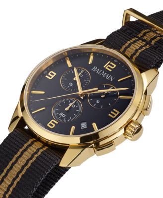 Men's Swiss Chronograph Madrigal Black Striped NATO Strap Watch 42mm