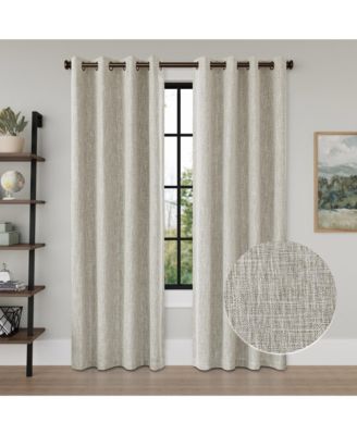 Linen Texture Blackout Grommet Curtains Pair (2 Panels)