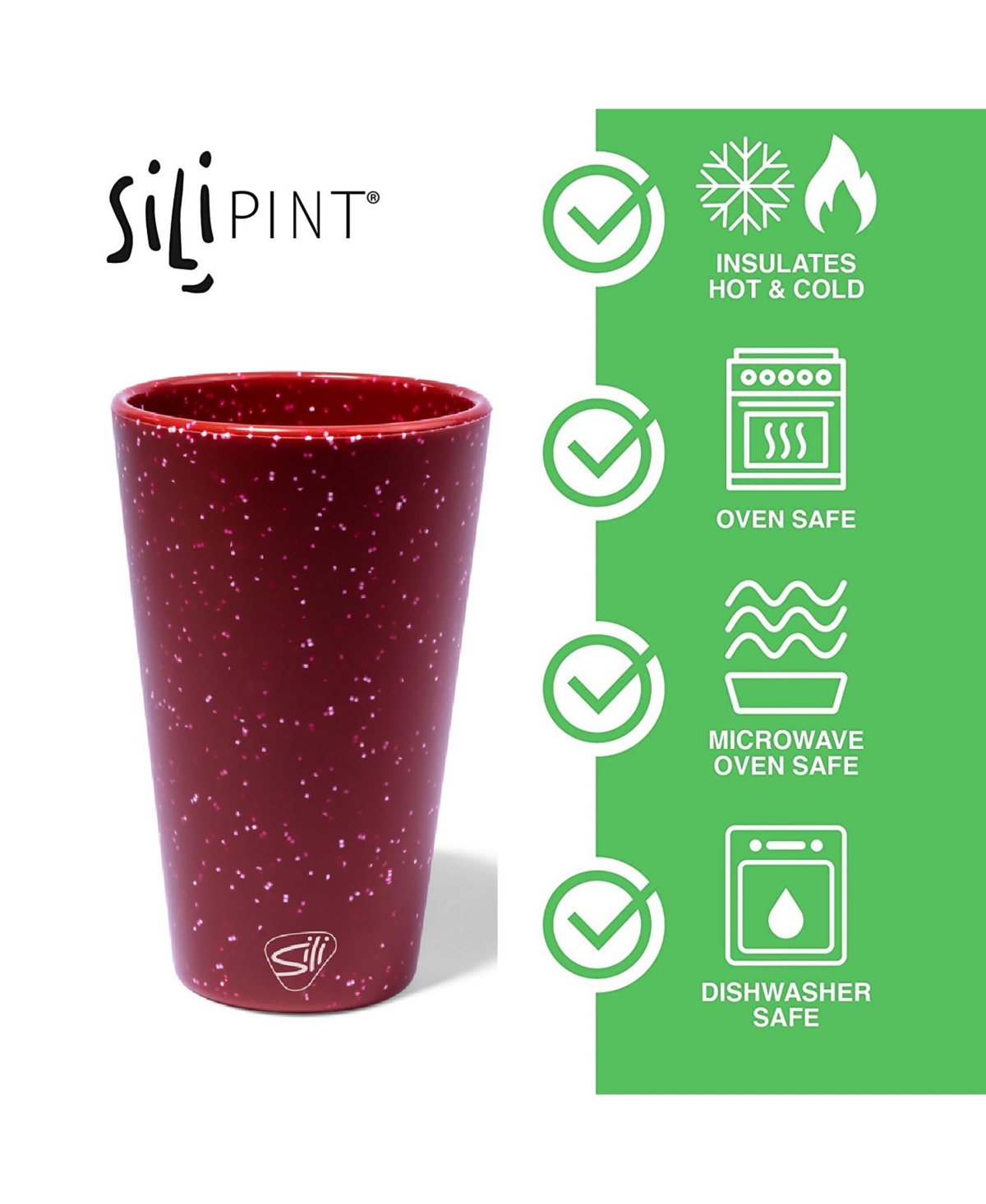 Silipint Pint Glasses: 2 pk -- Speckled red