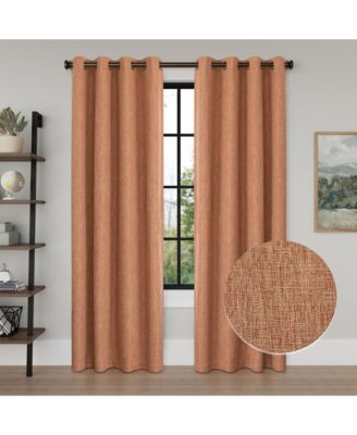Linen Texture Blackout Grommet Curtains Pair (2 Panels)