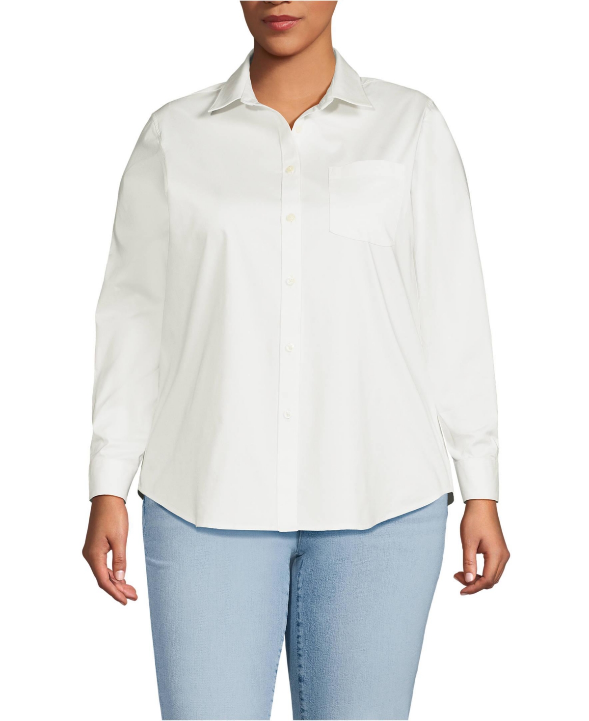 Plus Size Cooling Button Front Shirt - White