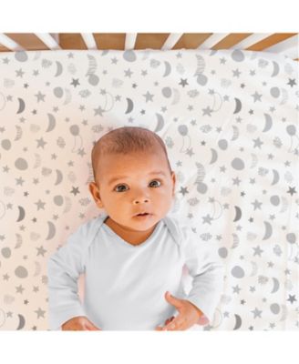 Celestial Stars and Elephant Fitted Crib Sheets, Unisex 8-Pack Set, Grey, Green