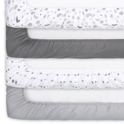 Celestial Stars and Elephant Fitted Crib Sheets, Unisex 8-Pack Set, Grey, Green