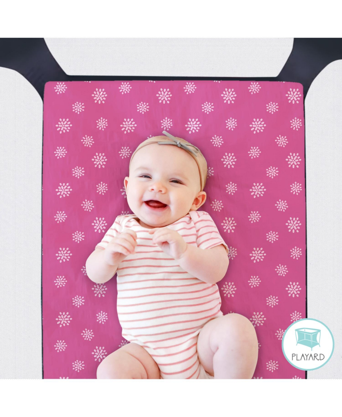 The Peanutshell Pack n Play, Mini Crib, Portable or Fitted Playard Sheets for Baby Girl, Mod Floral, 3 Pack Set
