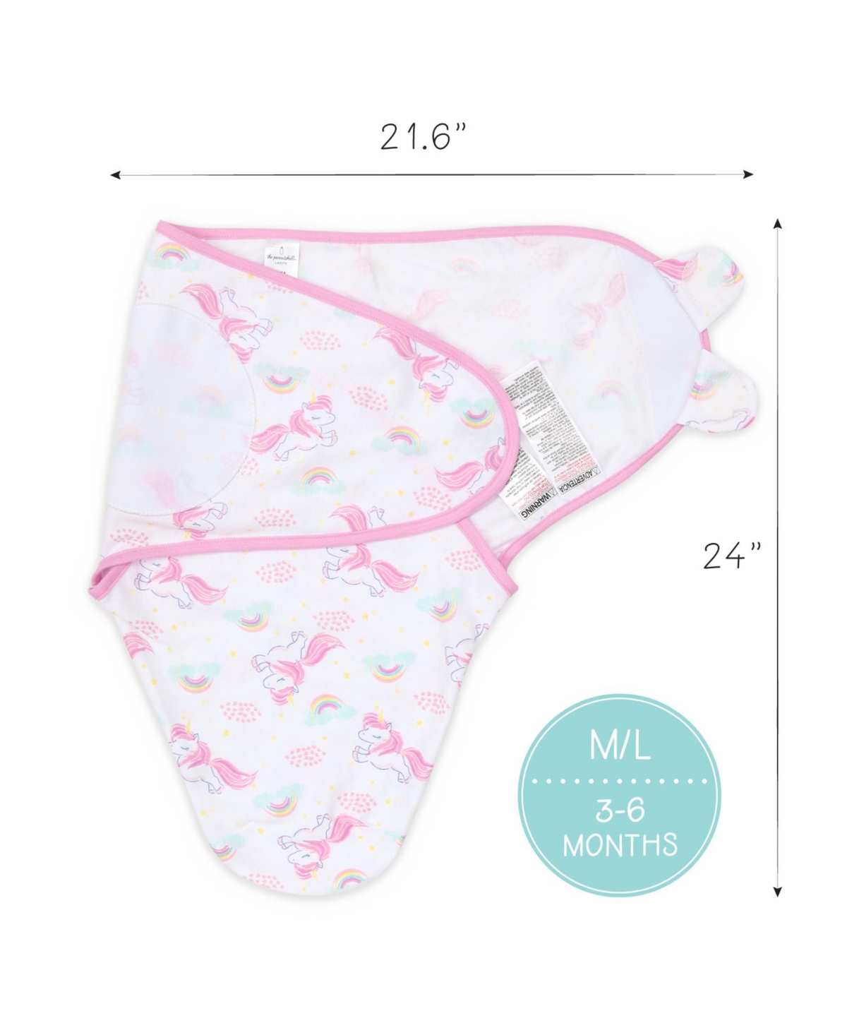 The Peanutshell Newborn Swaddles for Baby Girls, 3 Pack Set, Rainbow Unicorn - Assorted Pre-pack