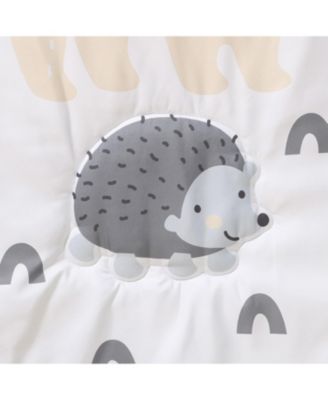 Grey, Tan and Green Woodscape 5 Piece Crib Bedding Set for Baby Boys or Girls, Nursery Set with Blanket