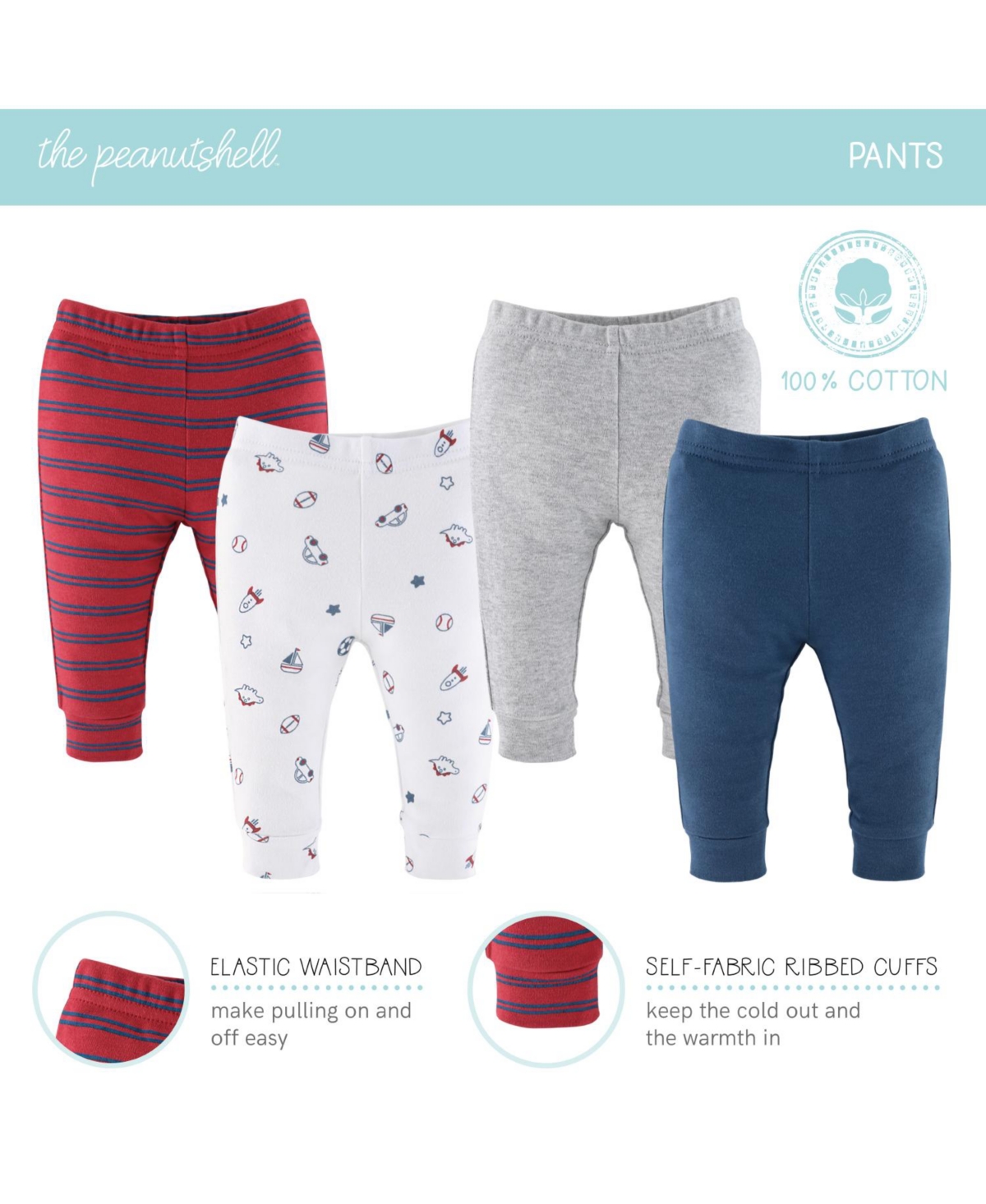 The Peanutshell Baby Boys Newborn Layette Gift Set Boys,Red Stuff, 30 Essential Pieces - Blue