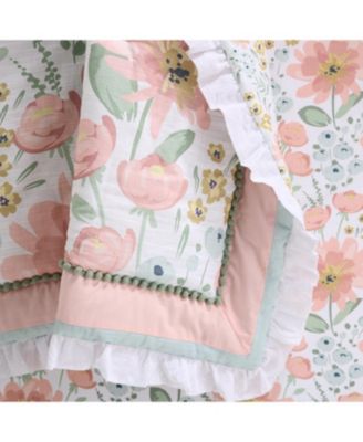 Wildflower Cotton Crib Bedding Set for Baby Girls, 4 Pieces
