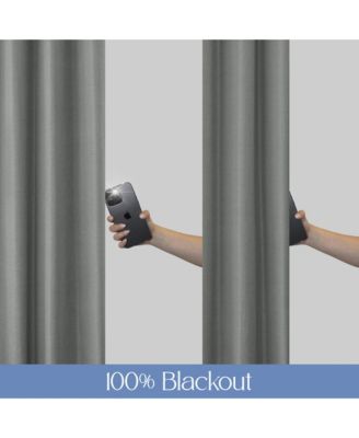 Brushed Serengeti Stria 100% Blackout Grommet Pair (2 panels), 52"×84"