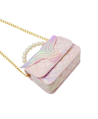 Girls Mermaid Tail Pearl Handle Bag, Pink