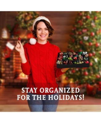 Christmas Ornament Storage Box with Dividers and 4 Removable Trays Stores up to 96-3&amp;quot; Ornaments