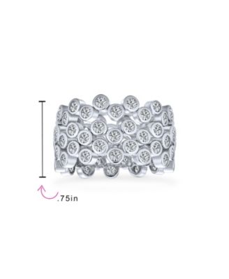 Stackable Circle Wide Bezel Bubble Band Ring Set .925 Sterling Silver