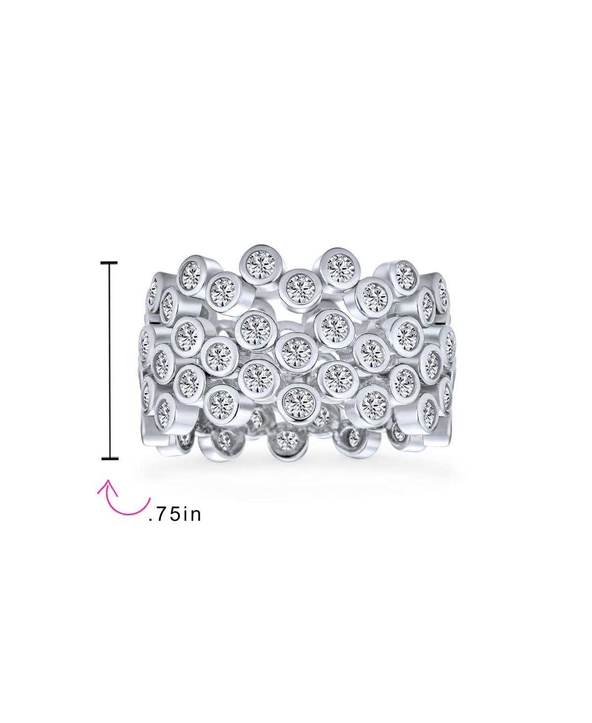 Bling Jewelry Stackable Circle Wide Bezel Bubble Band Ring Set .925 Sterling Silver