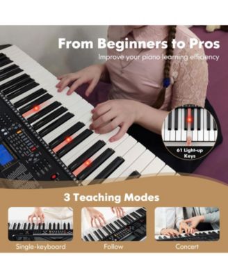 61-Key Portable Electronic Keyboard Piano with Stand and Stool