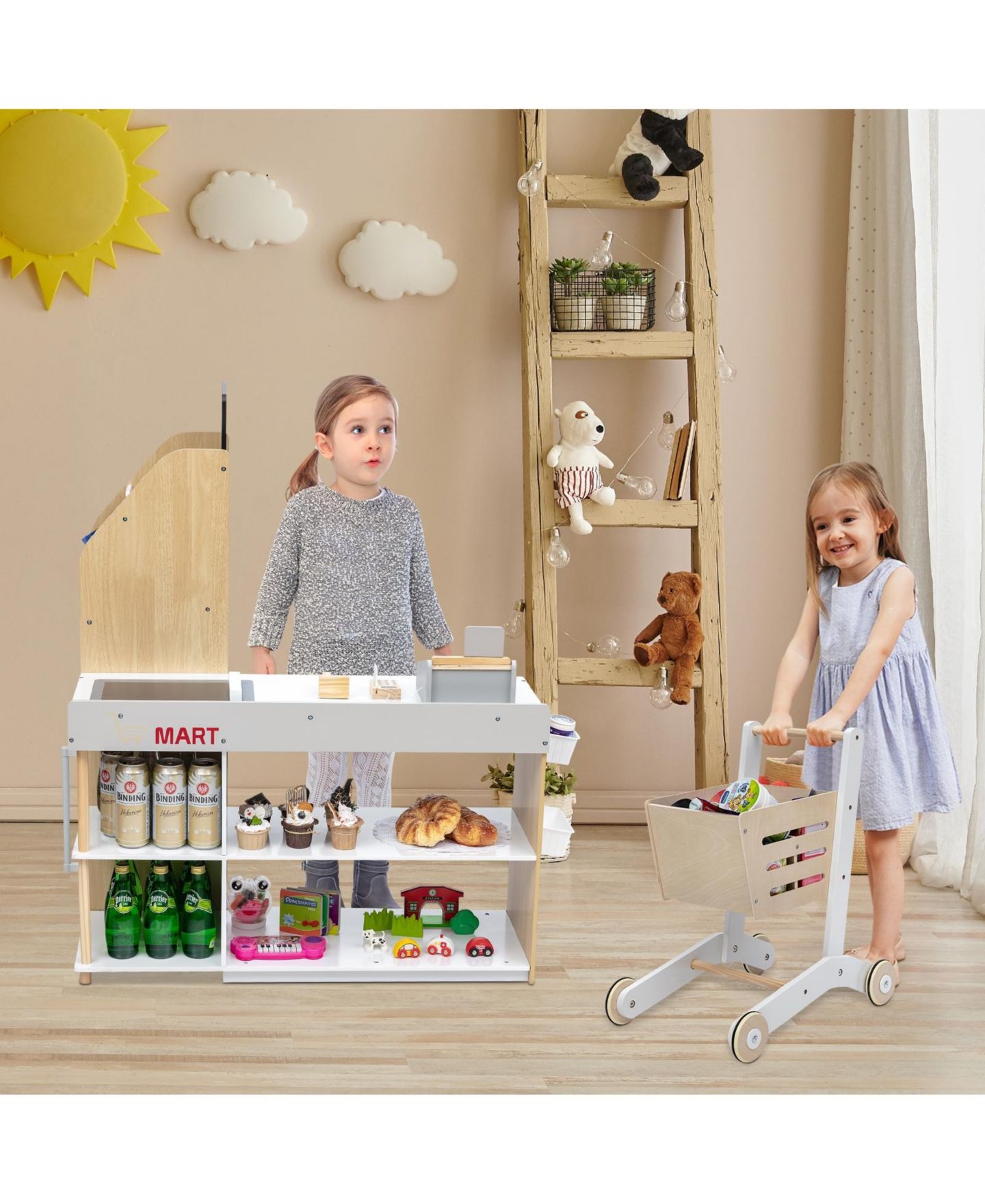 Детский игровой набор HONGGE Grocery Store Playset with Working Scanner and Register, Ages 3+ — фото 10