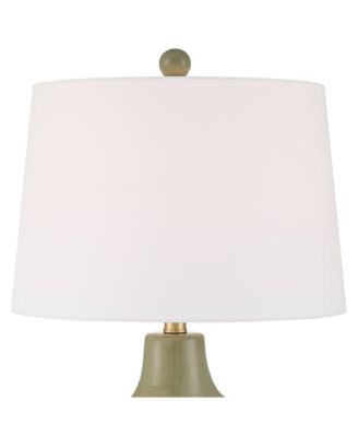 Lyrah 25" High Mid Century Modern Table Lamp Green Glaze Finish Ceramic Single White Shade Living Room Bedroom