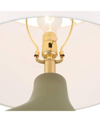 Lyrah 25" High Mid Century Modern Table Lamp Green Glaze Finish Ceramic Single White Shade Living Room Bedroom