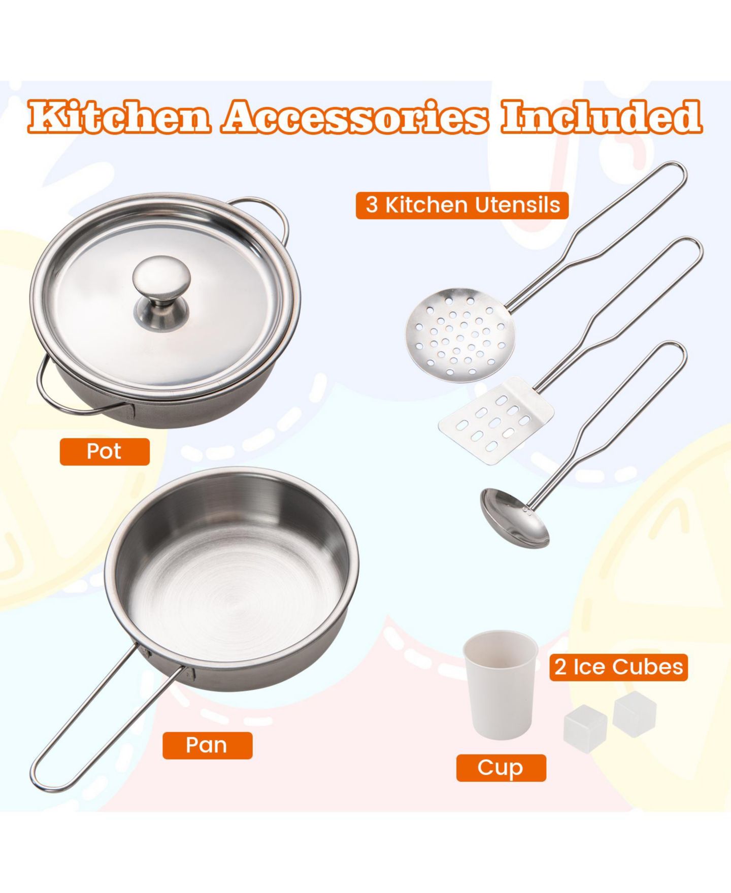 Детские игрушки HONGGE Interactive Water Sink 8-Piece Play Kitchen, Ages 3+ — фото 4