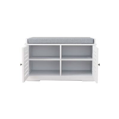 Modern Shoe Organizer Bench with Two-Compartment Storage
