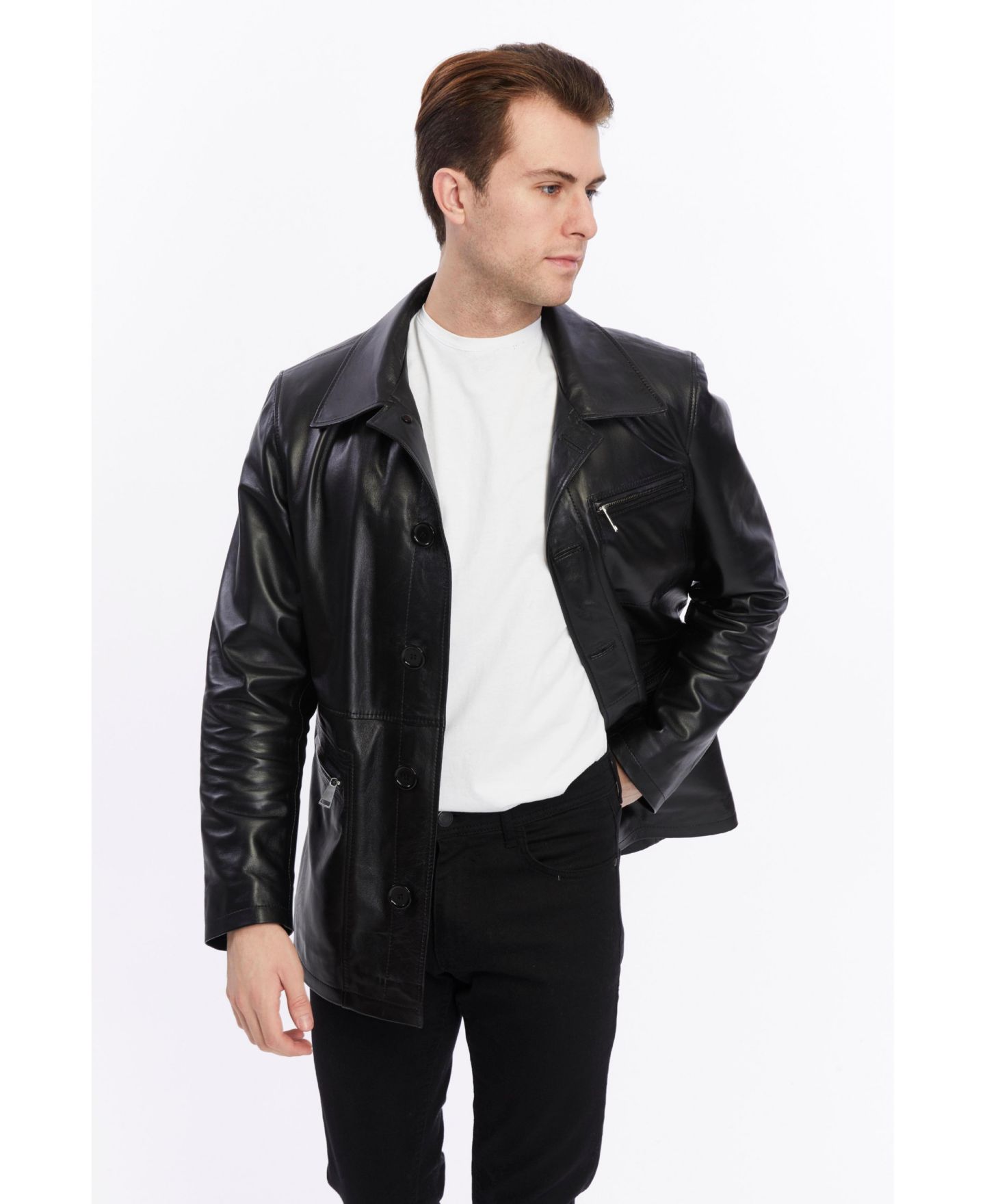 Мужская куртка Furniq UK Maximilian Leather, цвет: Чёрный — фото 7