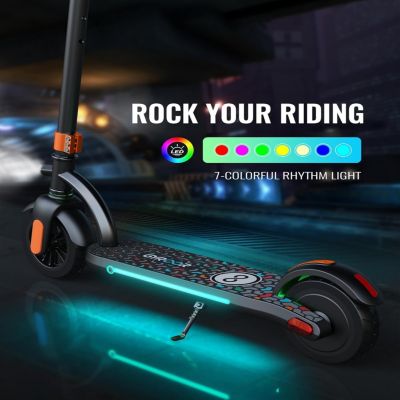 H40 Kids Electric Scooter with 180W Motor & LED Visible Display, 10 Mph, Colorful Lights, Adjustable Speed and Height, Electric Scooter for Kids Ages 8-12 Ideal Gifts.