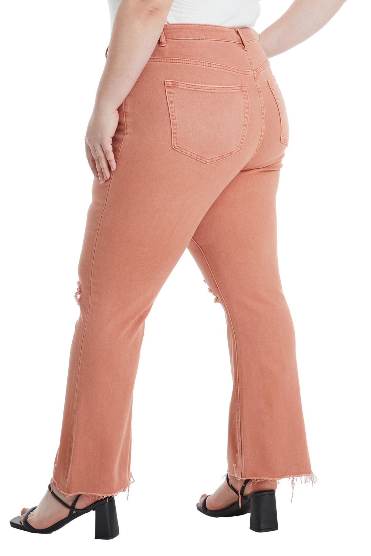 BAYEAS PLUS SIZE EMILY HIGH RISE DISTRESSED FLARE PANTS 