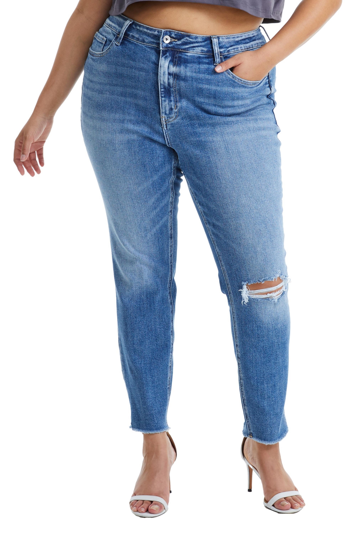 BAYEAS PLUS SIZE HIGH RISE CROP SKINNY JEANS 