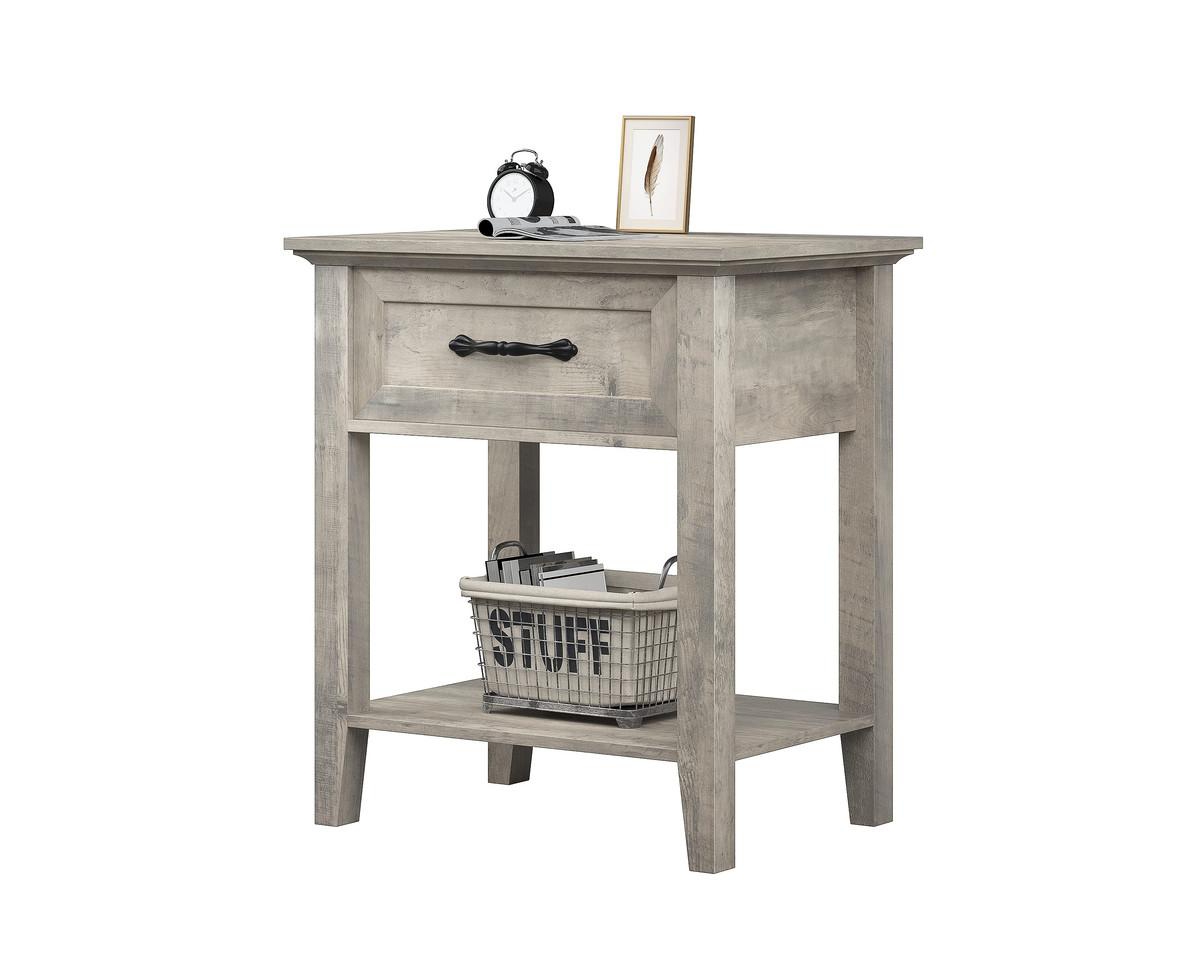 gaomon Nightstand, 2 Tiers Storage Shelves Bedside Table with Drawer & Handle, End Table for Bedroom Living Room, Easy Assembly, Grey