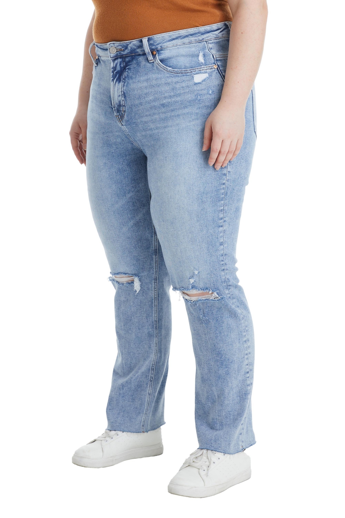 BAYEAS PLUS SIZE ALLY HIGH RISE DISTRESSED STRAIGHT JEANS 