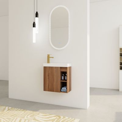 Compact Wall Vanity with Resin Sink and Soft-Closing Hinges