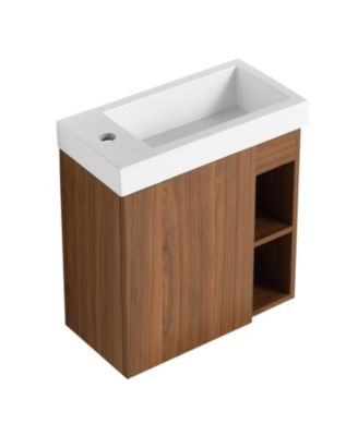Compact Wall Vanity with Resin Sink and Soft-Closing Hinges