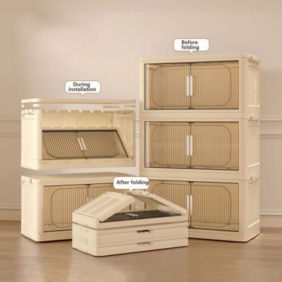 5-Tier Collapsible Storage Cabinet with Magnetic Door and Wheels