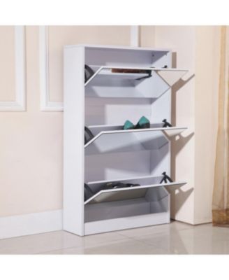 Modern Shoe Cabinet with Small Mirror Edge Gap, Mirror Shoe Rack Organizer with 3 Flip Drawers, Shoe Storage Cabinet for Entryway, Living room, Dressing room