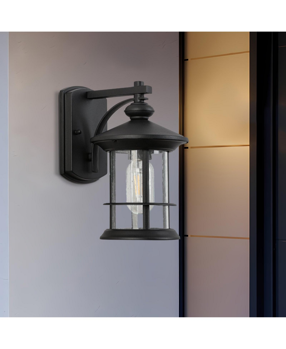 Flynama 1 Waterproof Outdoor Wall Light, Clear Glass Sheet Outdoor Wall Light,- Matte black