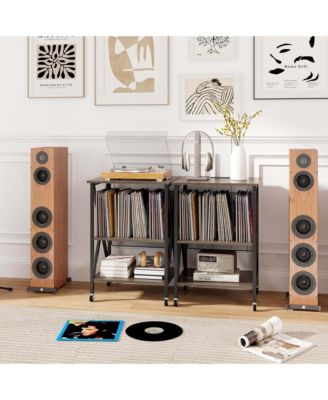 1 PC Metal Record Player Stand Holds Up to 121 Vinyl Records Vinyl Record Storage Table