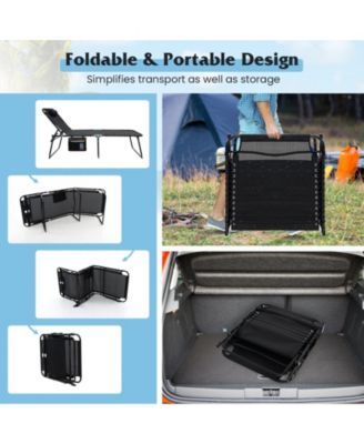 SUGIFT 4 Position Folding Lounge Chaise with Adjustable Backrest and Footrest