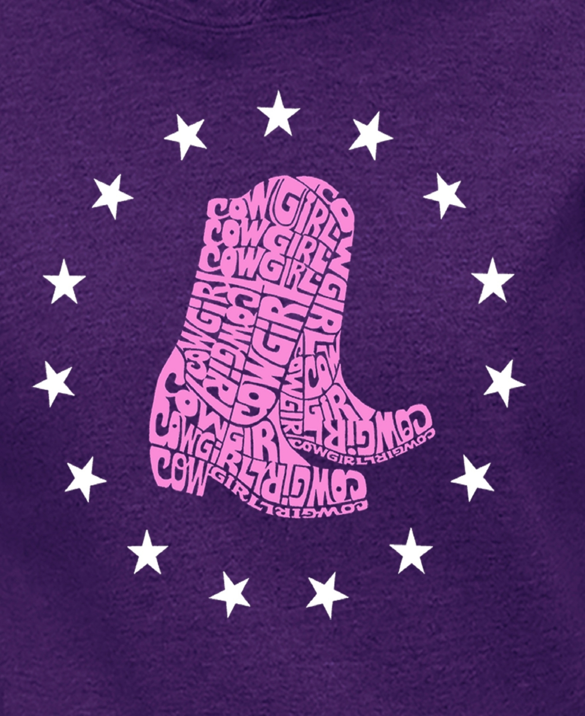 LA POP ART WOMEN'S COWGIRL BOOTS WORD ART HOODED SWEATSHIRT 