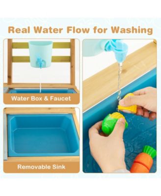 Outdoor Kids Mud Kitchen with Faucet and Water Box