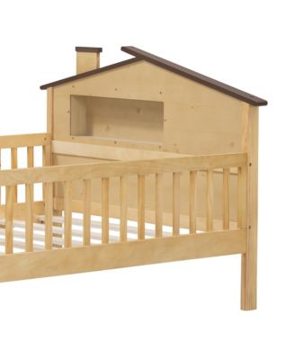 Twin Platform Bed with House Headboard and Storage